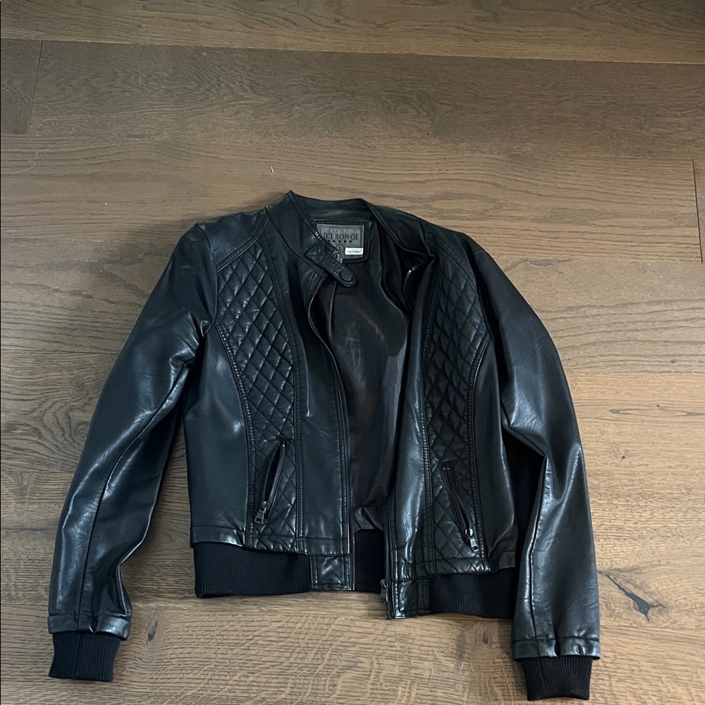 Ci Sono Black Quilted Leather Jacket